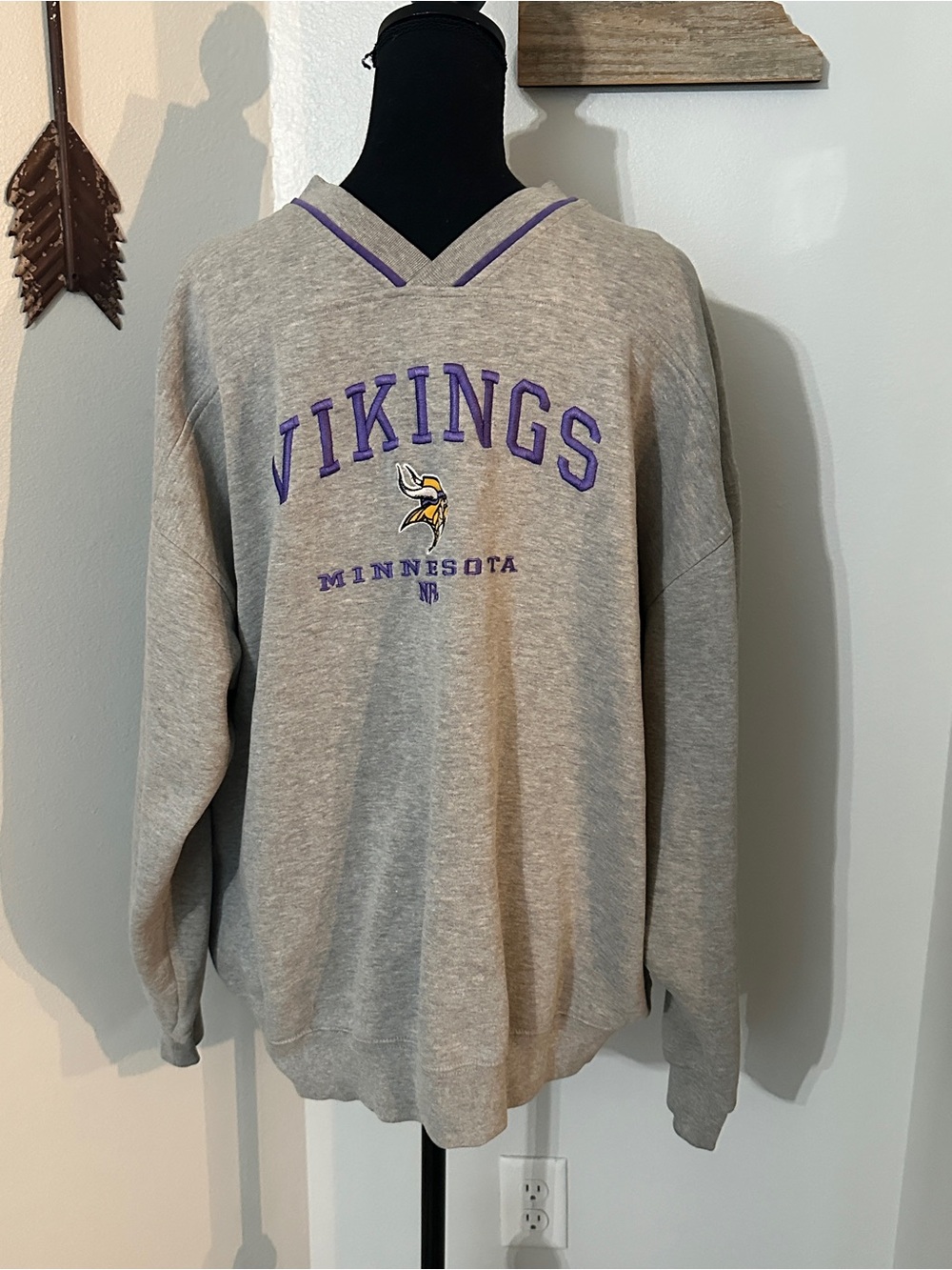 NFL Gray Crewneck Sweater with Purple Vikings Logo